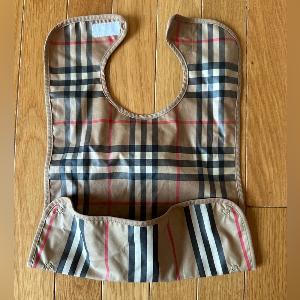 Burberry Tan and Black Checkered Baby Bib